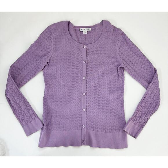 Vintage Pendleton Lavender Button Up Cardigan Sweater Sz XS Purple Knit FLAW - Picture 7 of 8